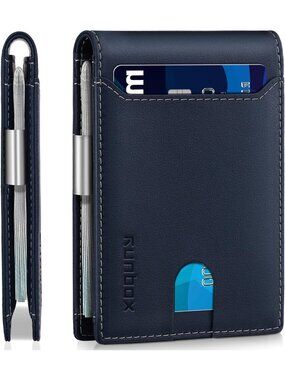 〽️Man Imprial Leather Money Clip RFID Blocking Pocket Bifold Credit Card Wallet